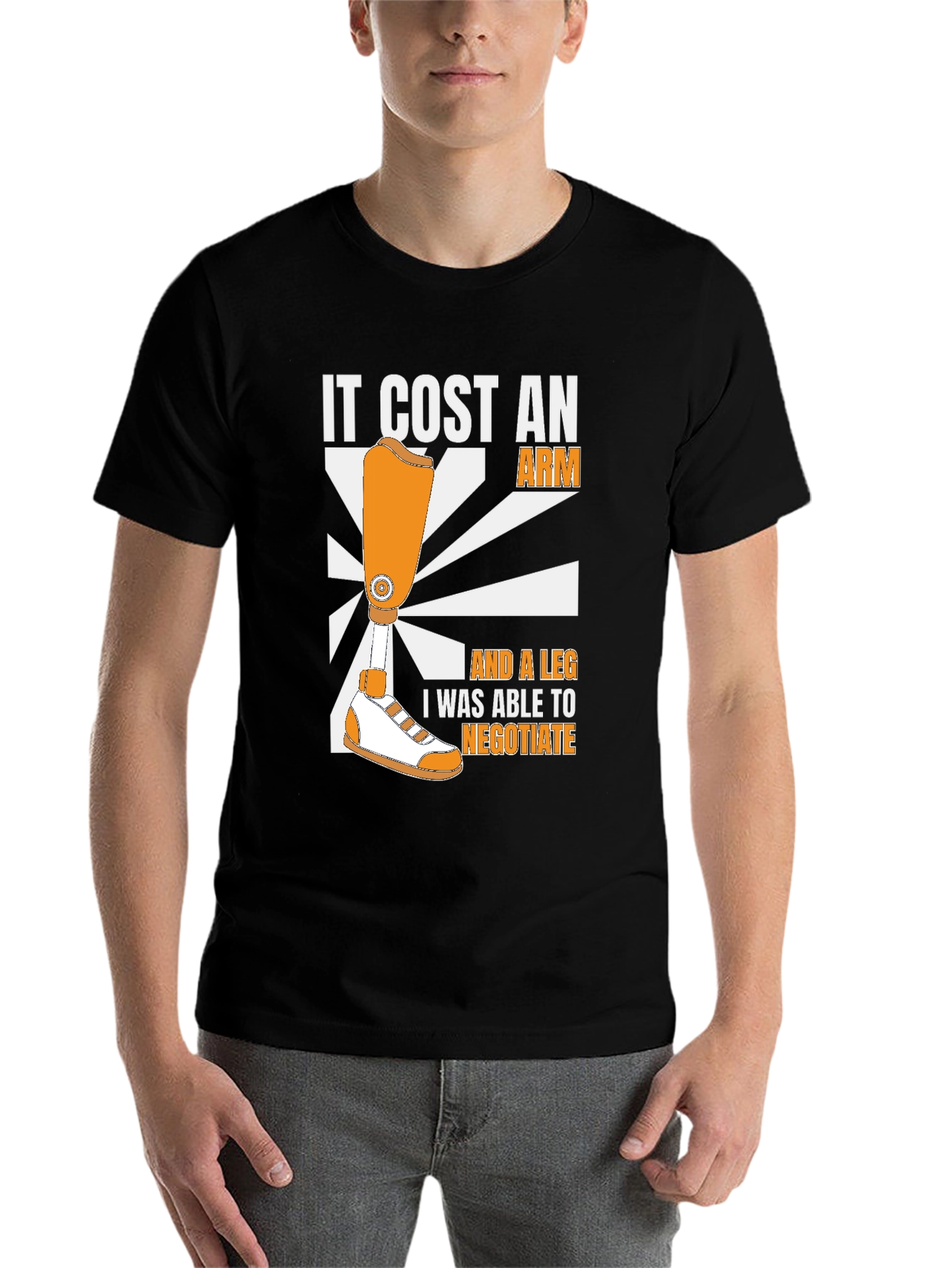Black Funny "It Cost an Arm" Graphic T-Shirt view 7