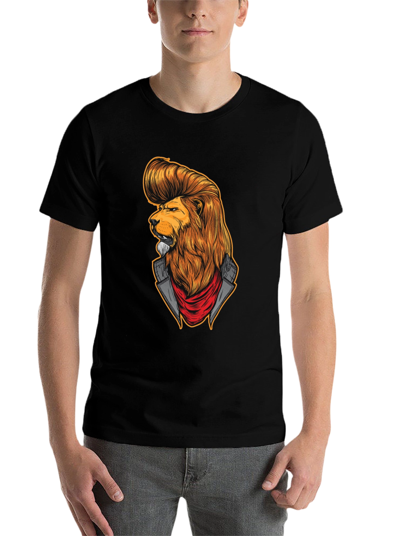 Black Lion Rockabilly T-Shirt - Cool Graphic Tee view 7