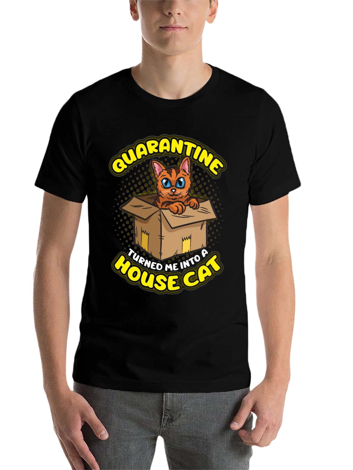 Black Quarantine House Cat Graphic Tee view 7