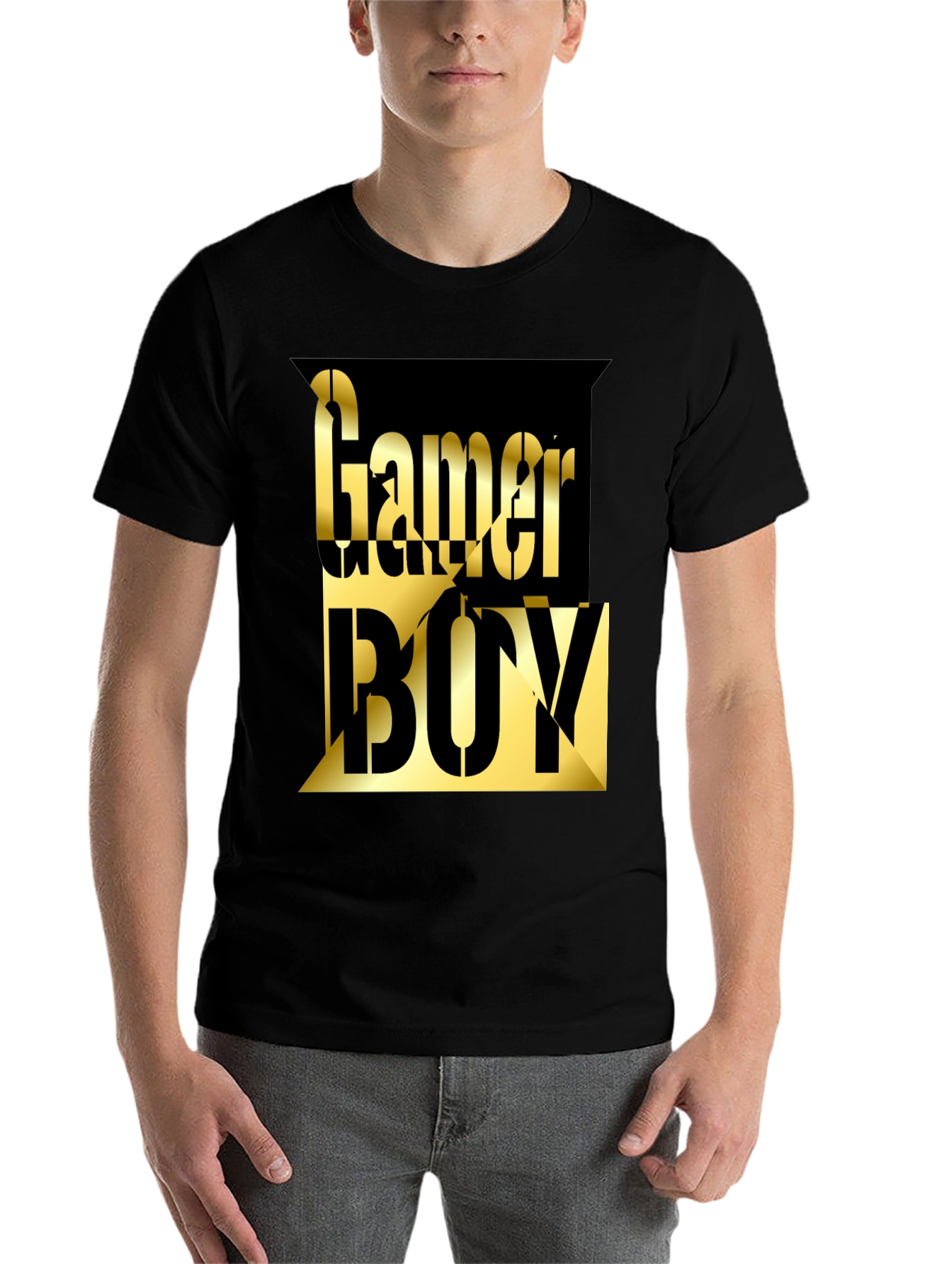 Black Gamer Boy Graphic Tee - Black Cotton Blend view 7