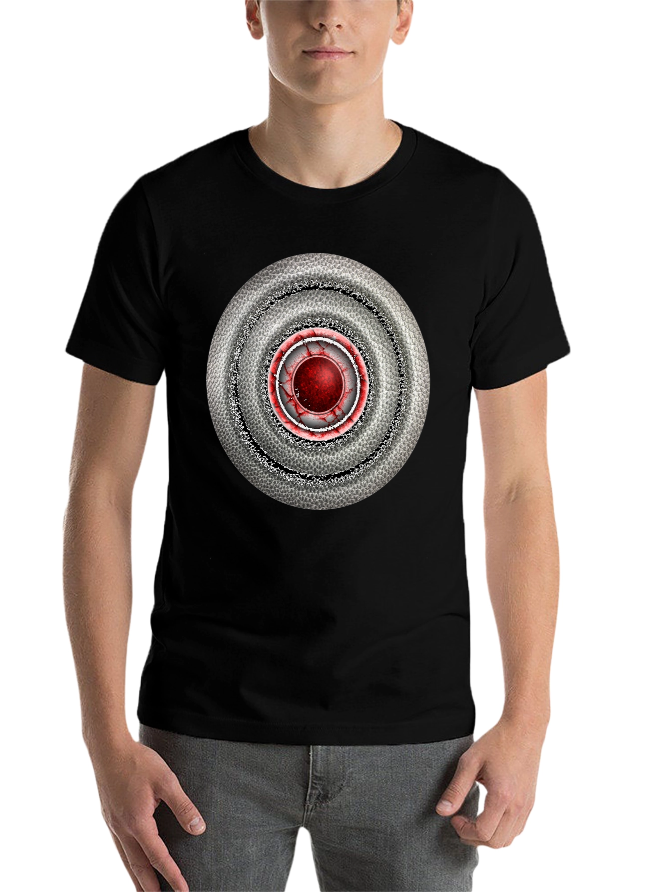 Black Abstract Target Graphic Men's Black T-Shirt view 7