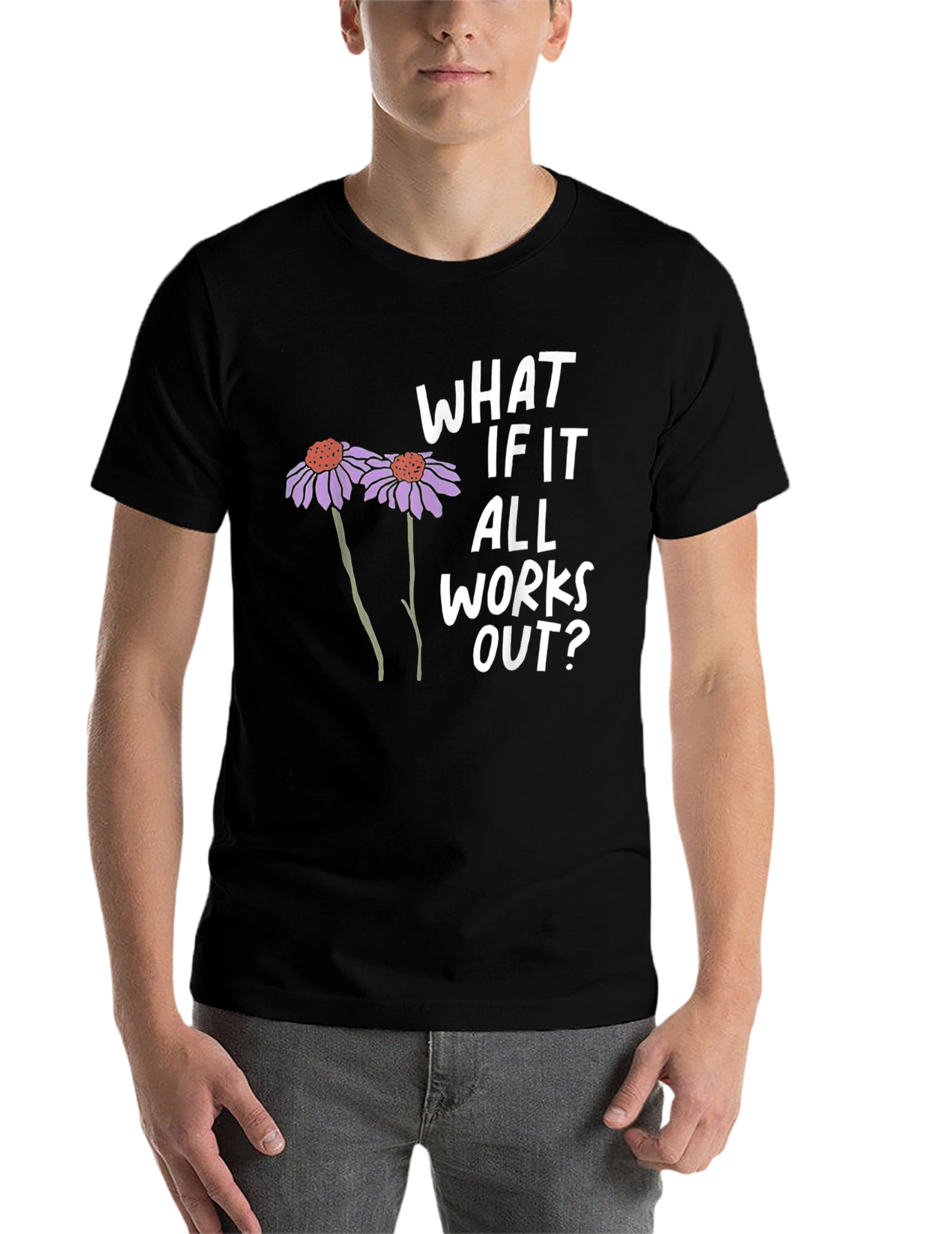 Black Optimistic Graphic Tee - What If It All Works Out? view 7