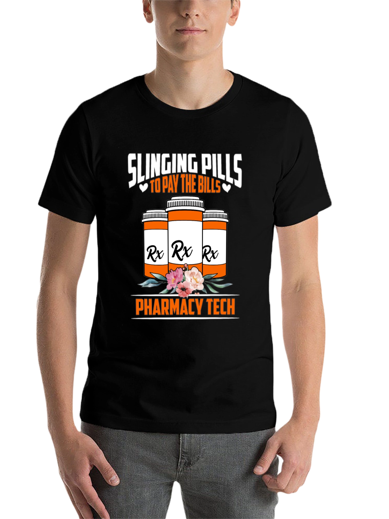 Black Slinging Pills Pharmacy Tech T-Shirt view 7