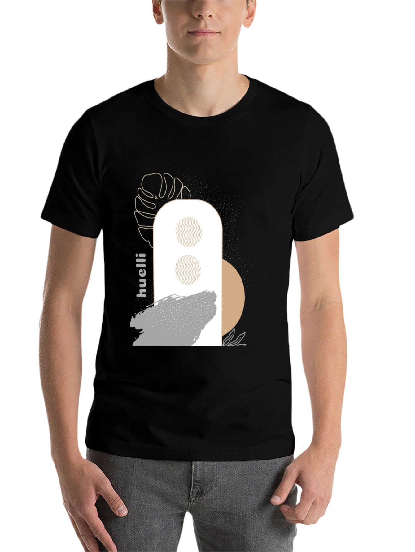 Abstract Graphic Print Black T-Shirt - 7