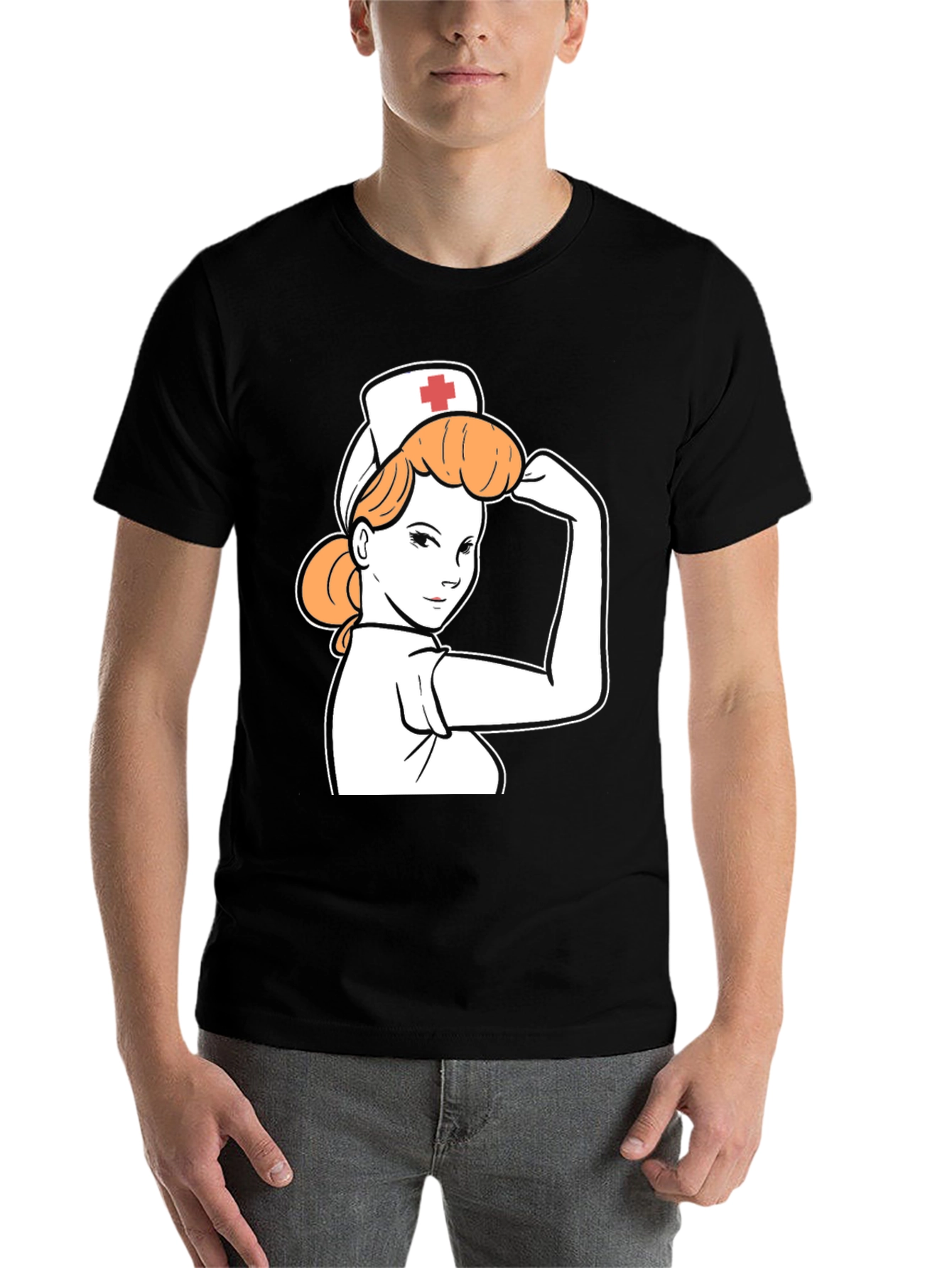 Black Retro Nurse Power T-Shirt - Black view 7