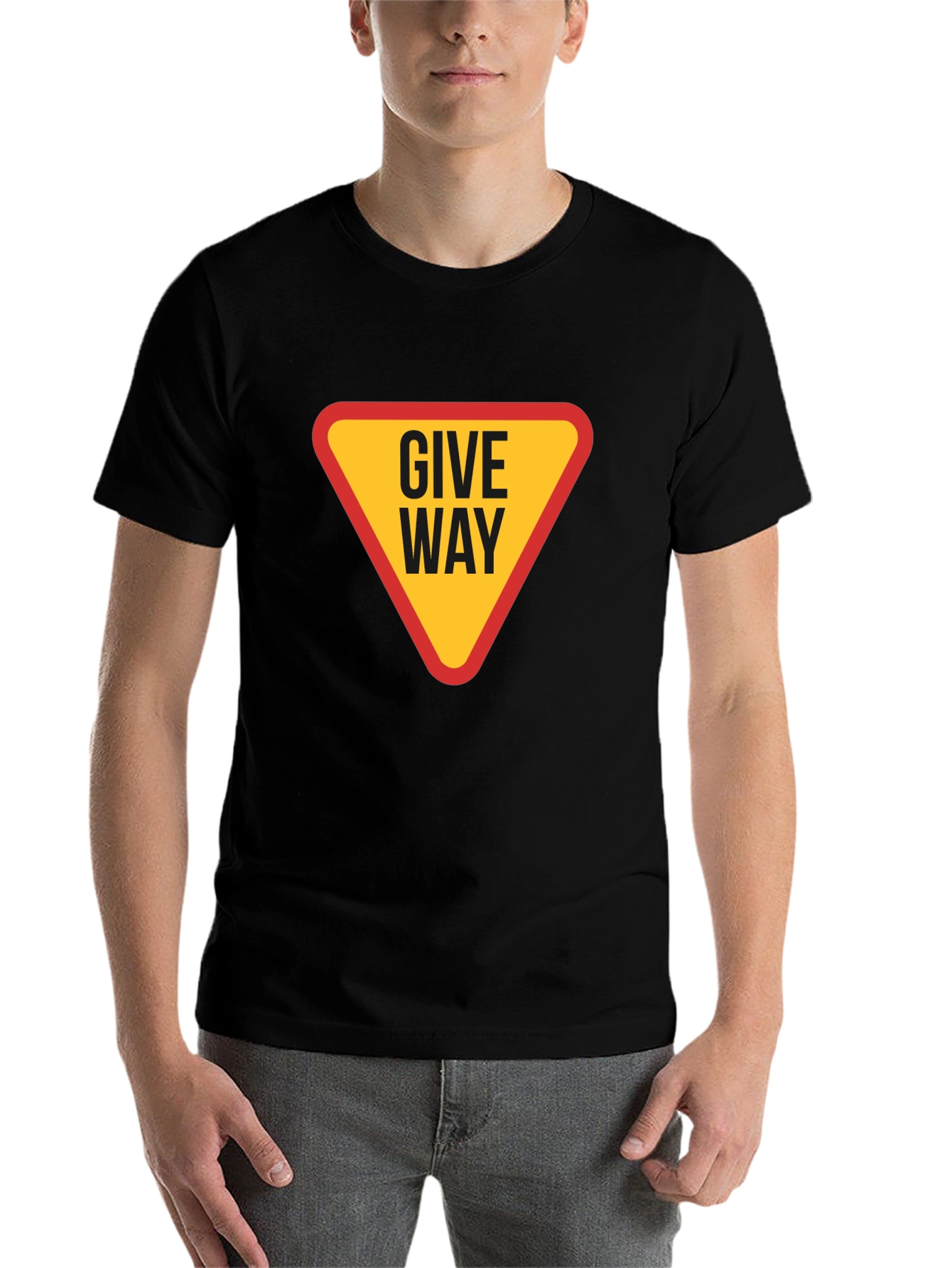 Black Give Way Traffic Sign T-Shirt view 7