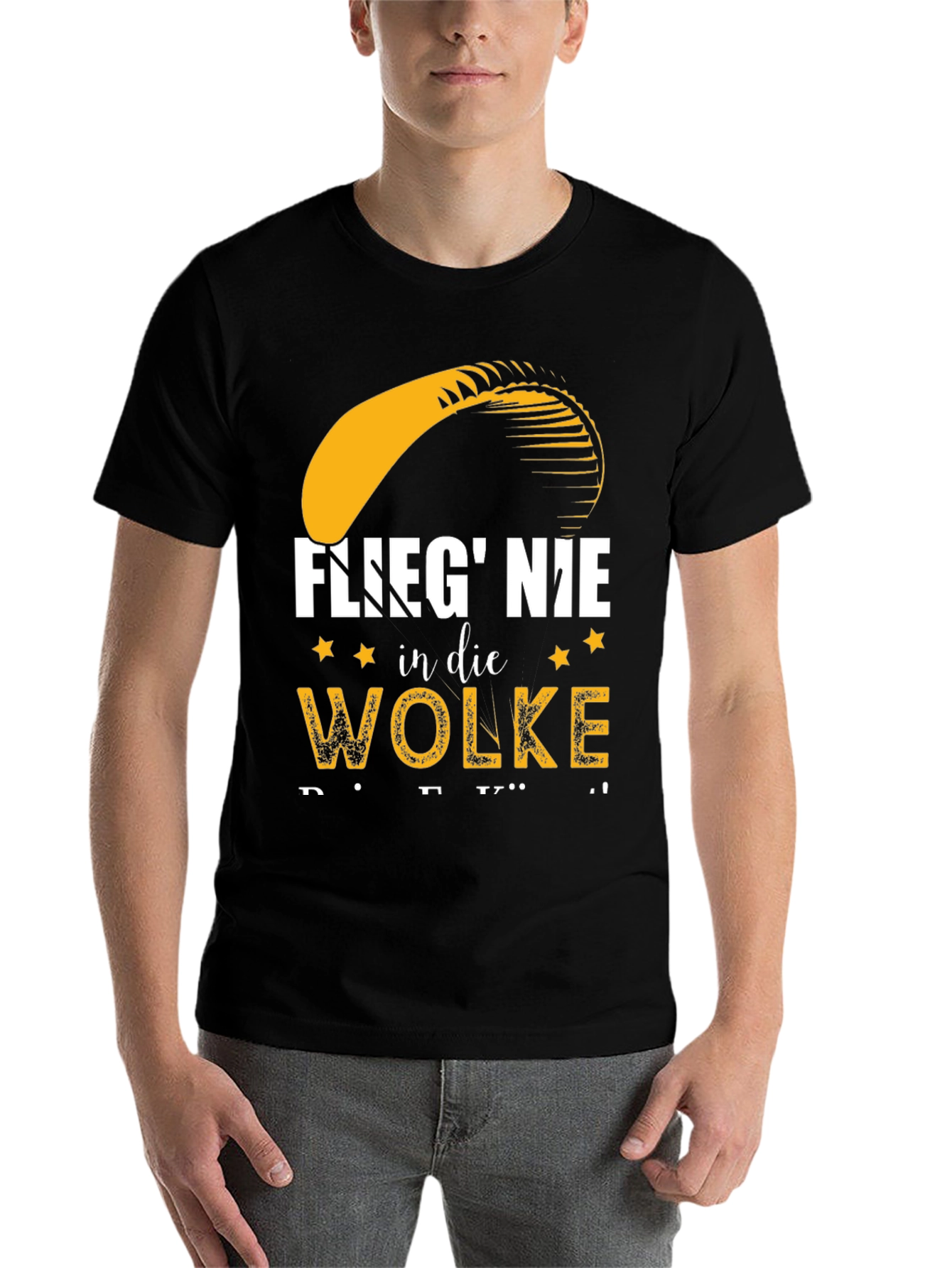 Black Flieg' Nie in die Wolke T-Shirt - Paragliding Gift view 7
