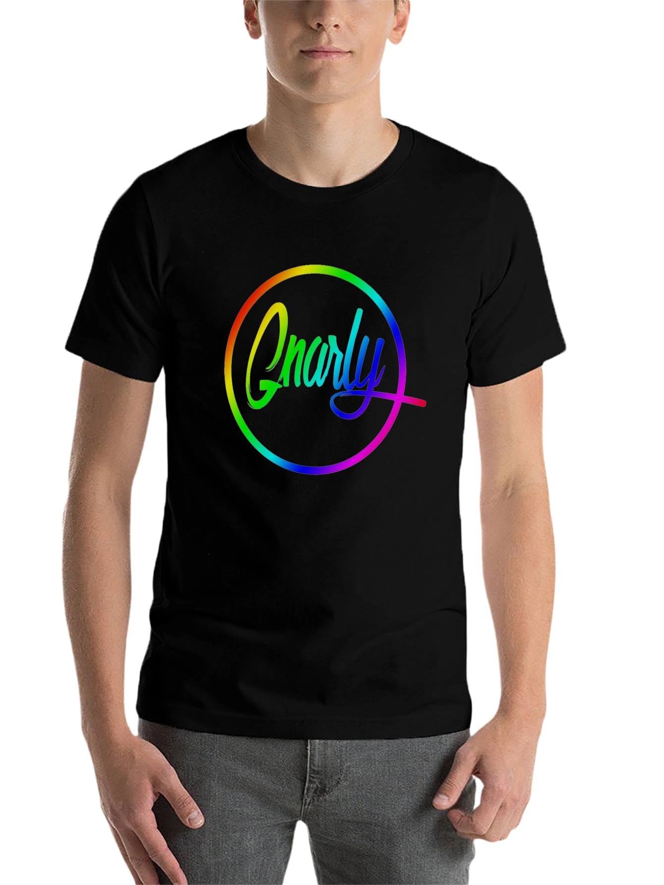 Black Gnarly Rainbow Graphic T-Shirt view 7