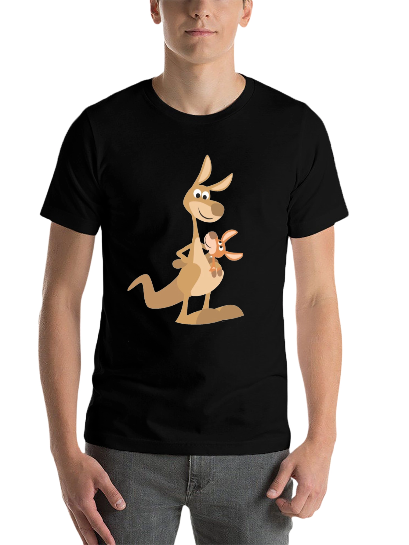 Black Kangaroo Graphic Tee - Casual Black T-Shirt view 7