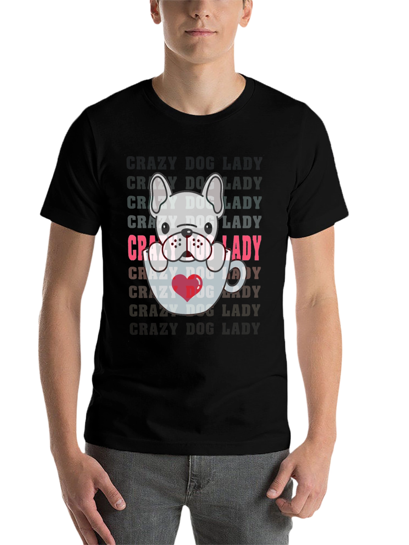 Black Crazy Dog Lady T-Shirt view 7