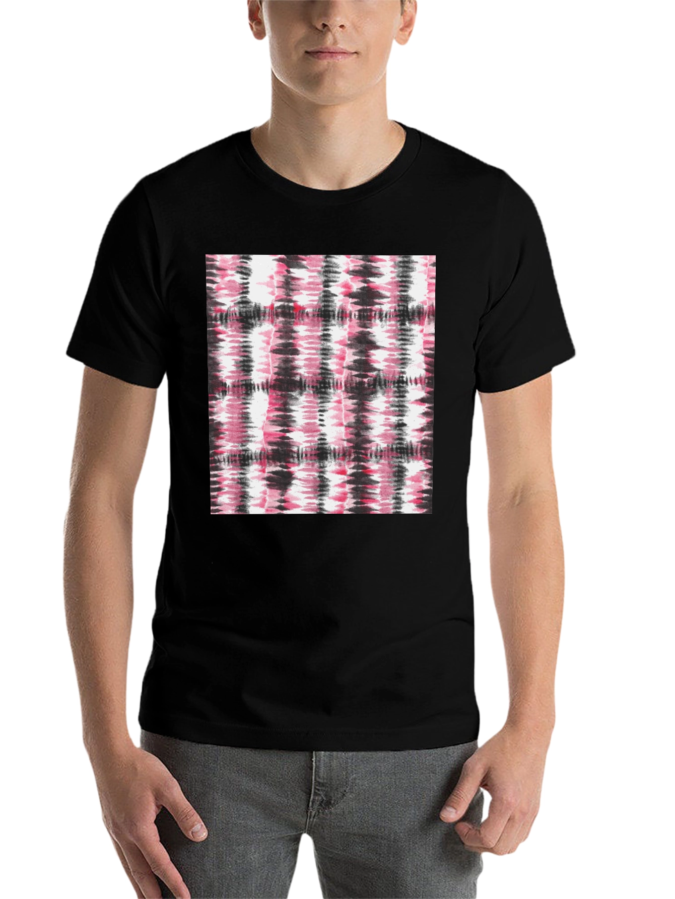 Black Abstract Tie-Dye Graphic Black T-Shirt view 7