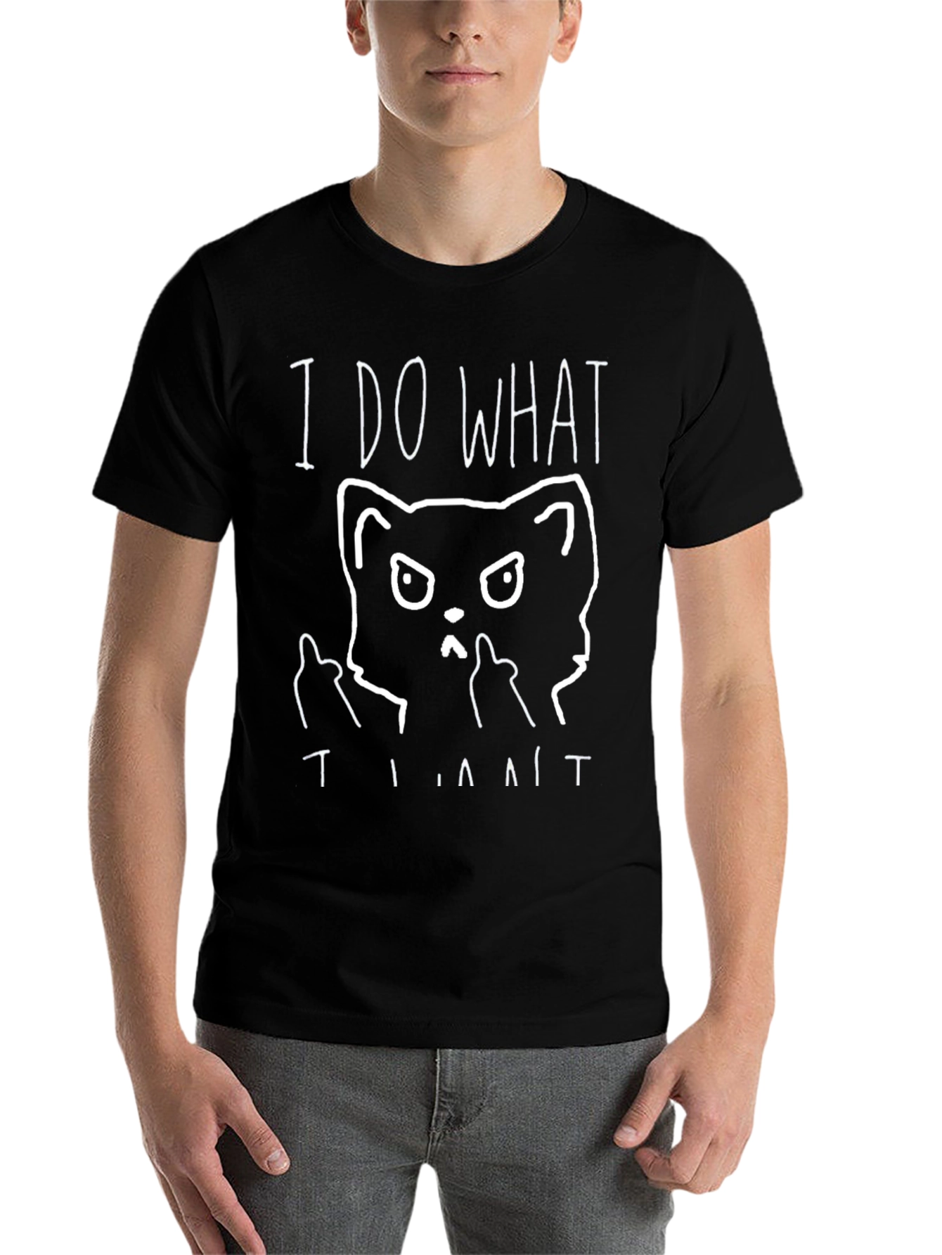 Black I Do What I Want Cat T-Shirt - Funny Graphic Tee view 7