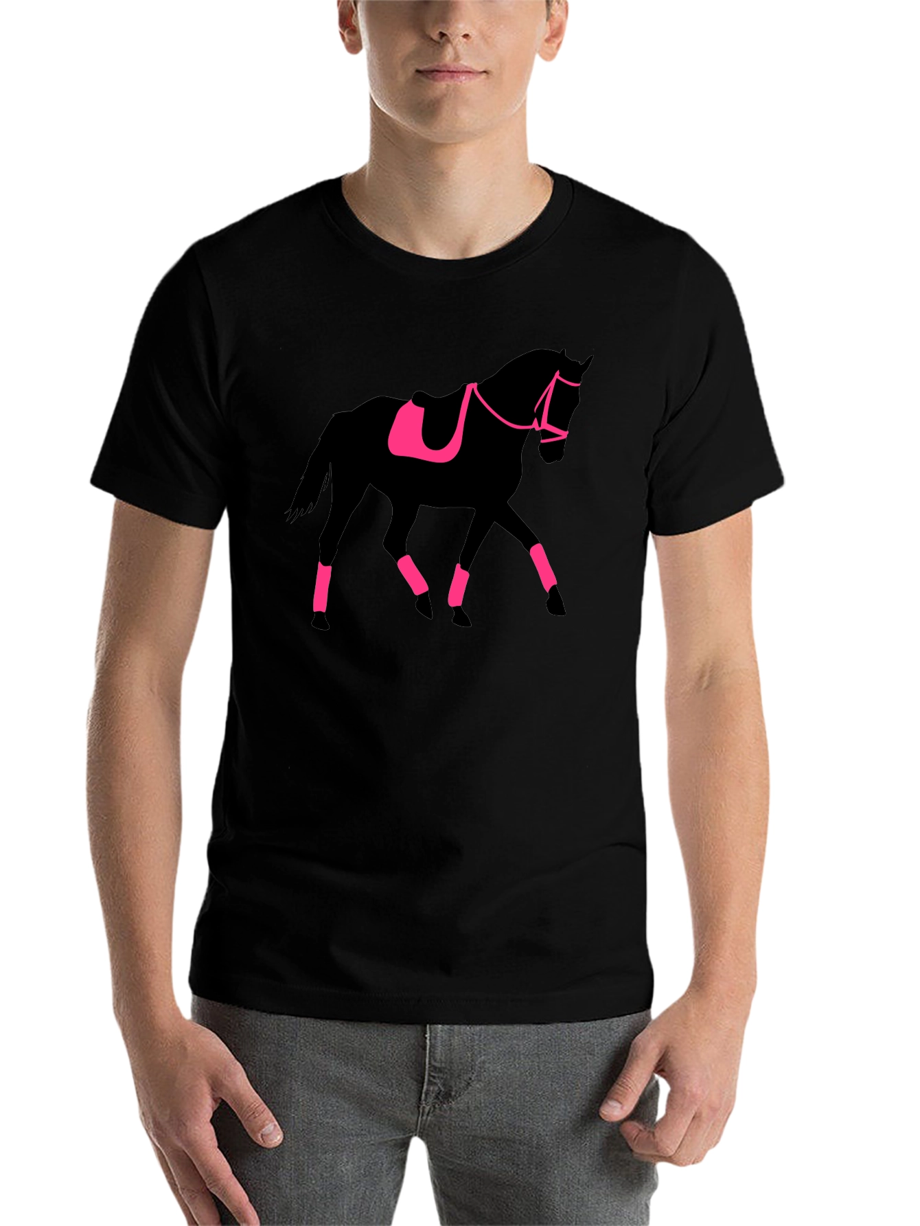 Black Equestrian Horse Silhouette Graphic Tee view 7