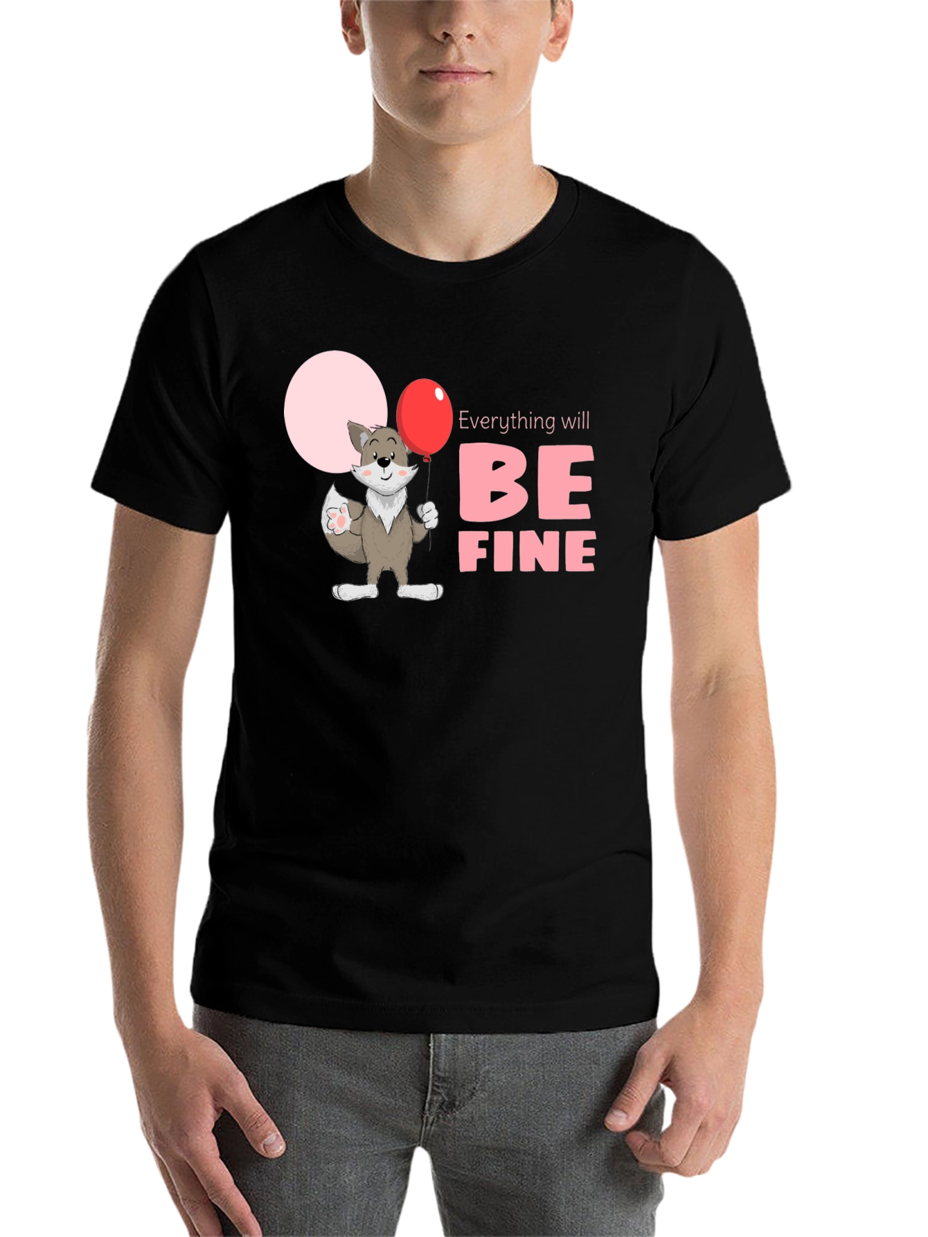 Black Everything Will Be Fine Unisex T-Shirt view 7