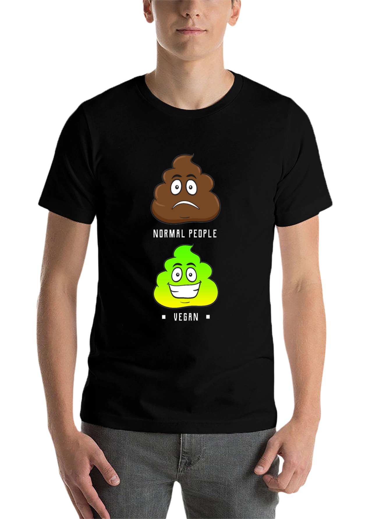Black Vegan Poop Humor T-Shirt view 7