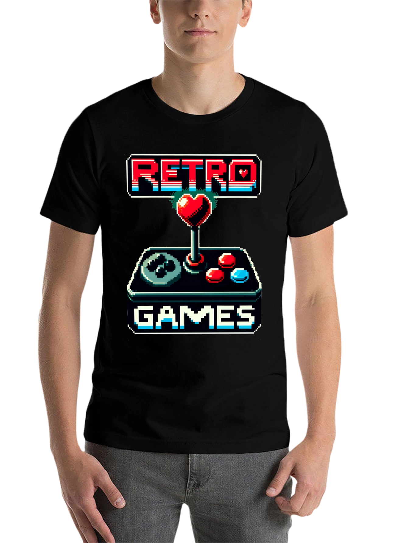 Black Retro Games Pixel Art T-Shirt view 7