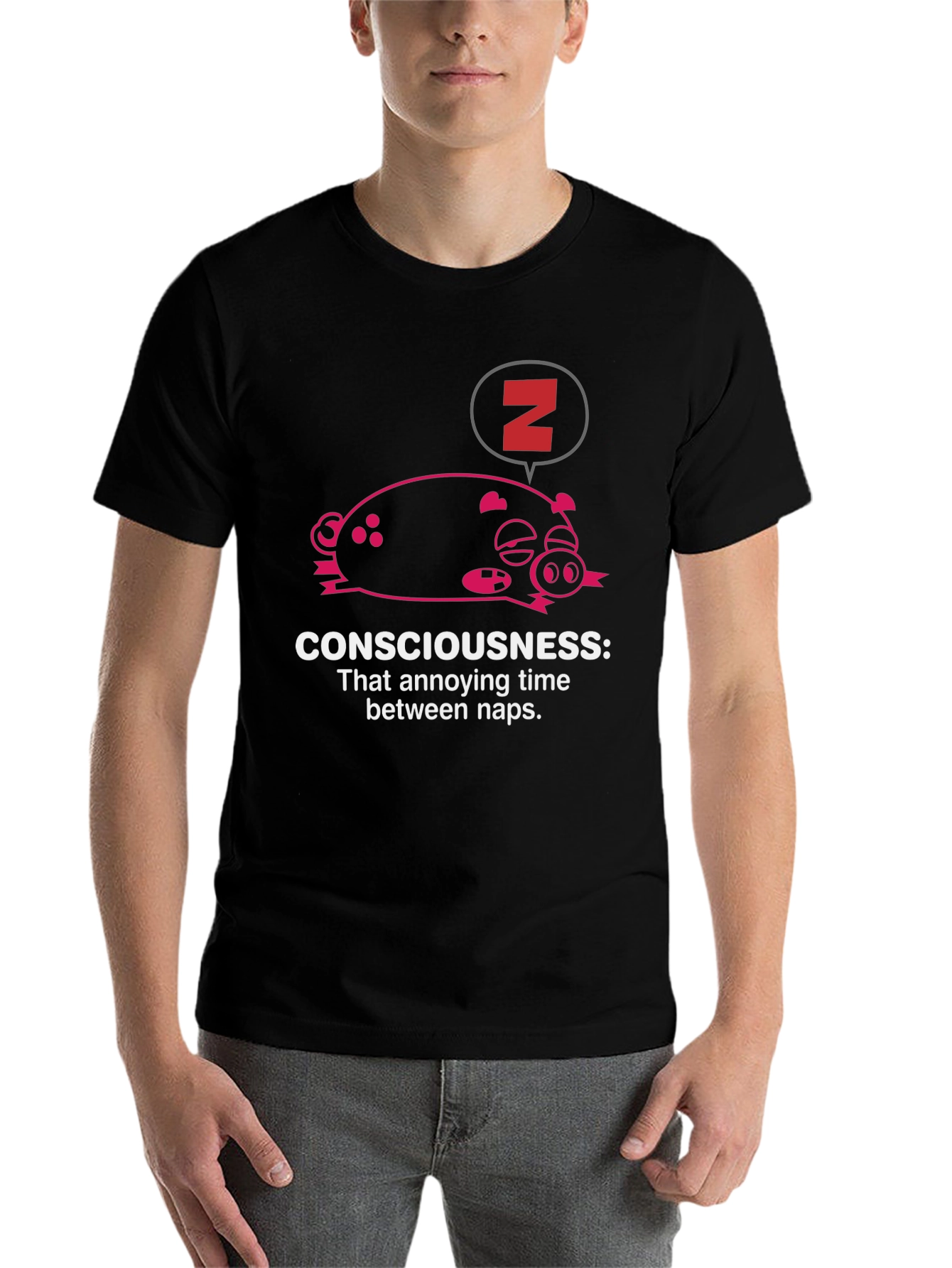 Consciousness Nap T-Shirt: Funny Sleep Pig - 7