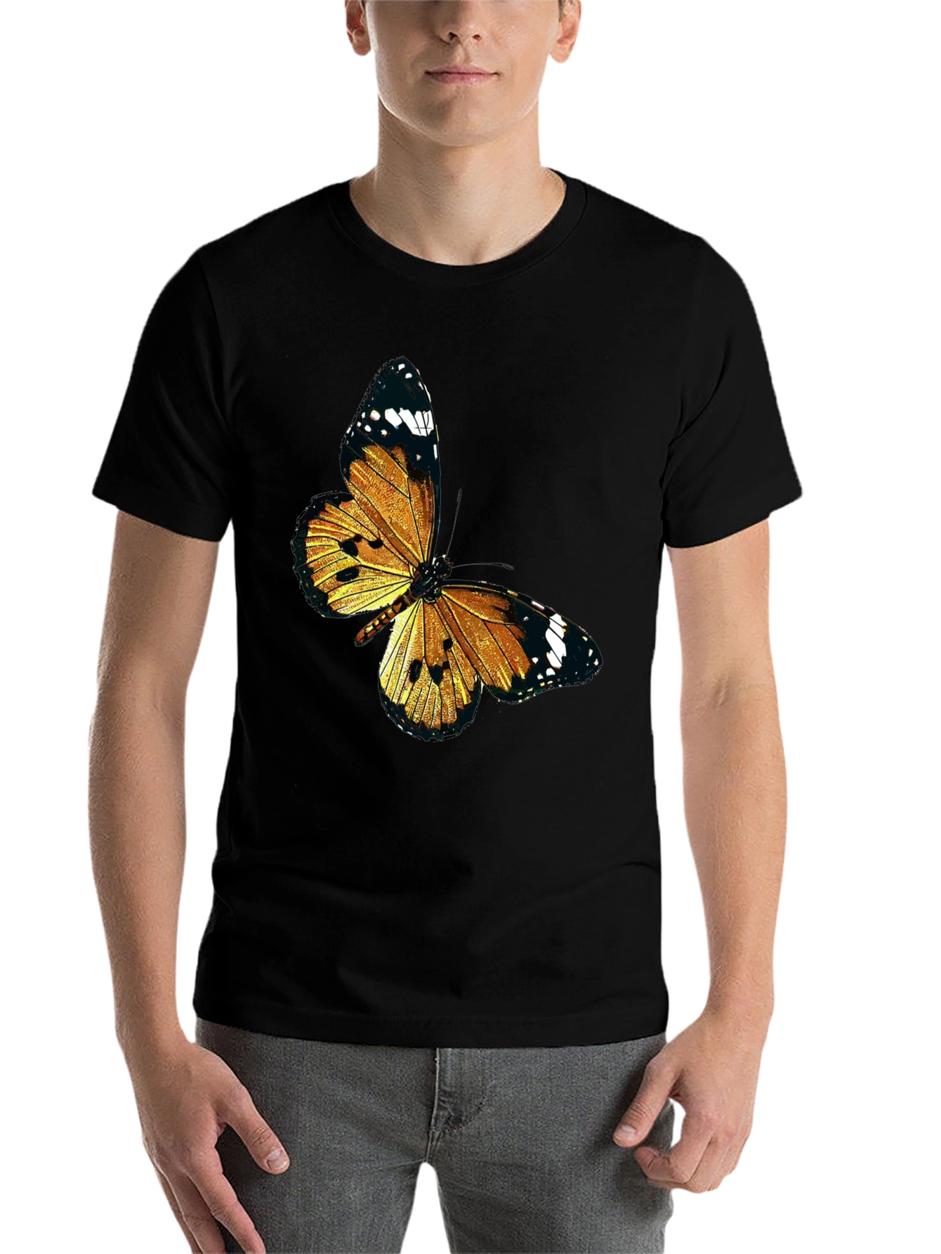 Black Butterfly Graphic Black T-Shirt view 7