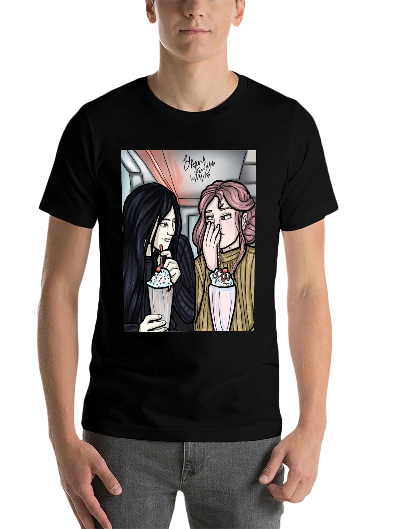 Black Cartoon Graphic Tee - Milkshake view 7
