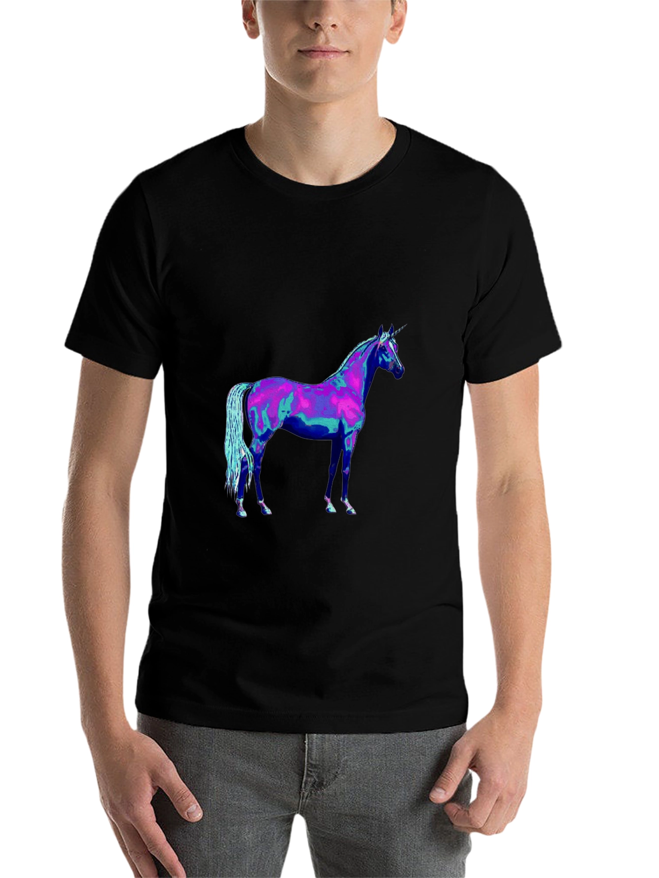 Black Unicorn Graphic Tee - Black Cotton Shirt view 7