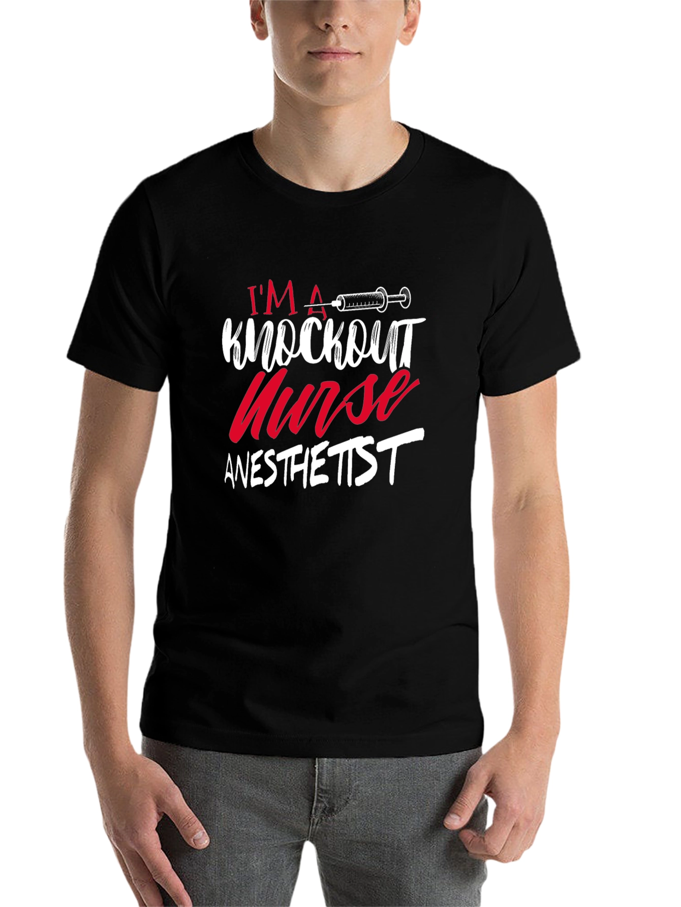 Black Knockout Nurse Anesthetist T-Shirt view 7