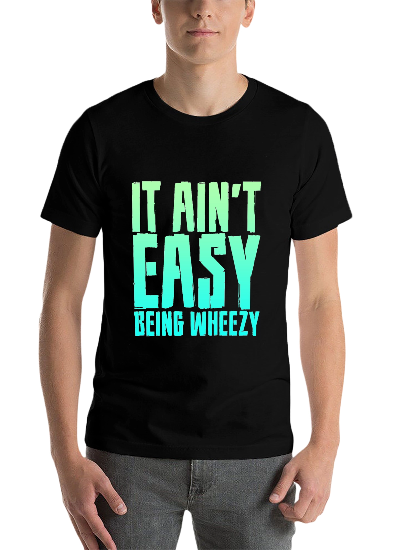 Black It Ain't Easy Being Wheezy Black Graphic T-Shirt view 7