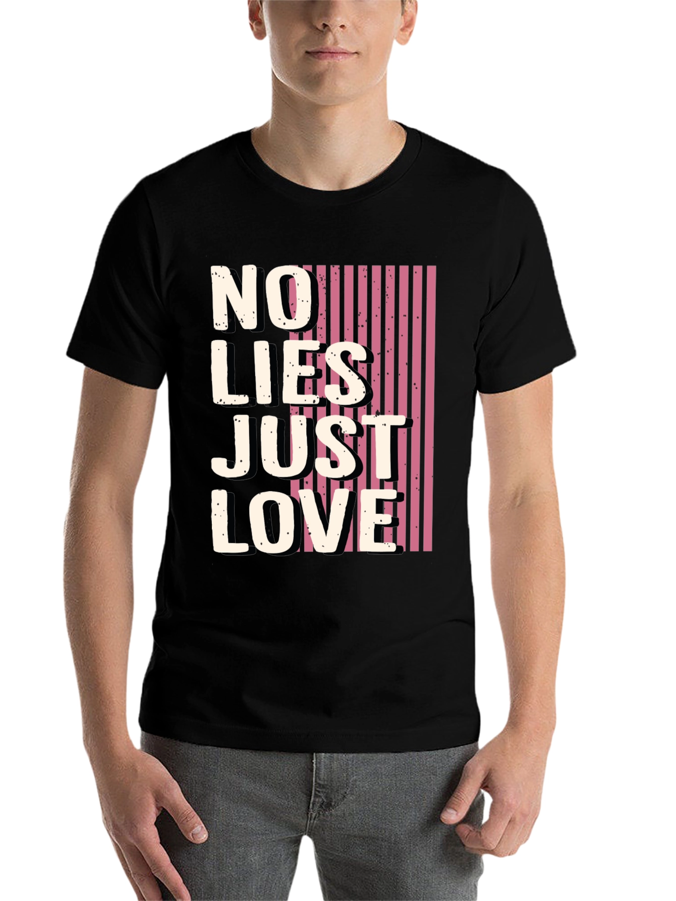 Black No Lies Just Love Graphic Tee - Black view 7