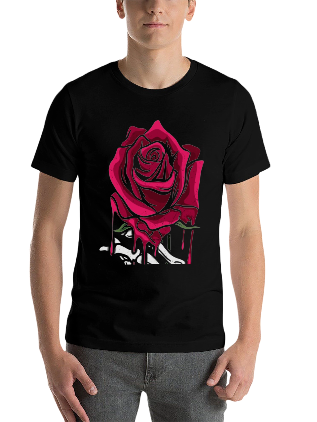Black Rose & Bones Graphic Tee - Modern Edgy Style view 7