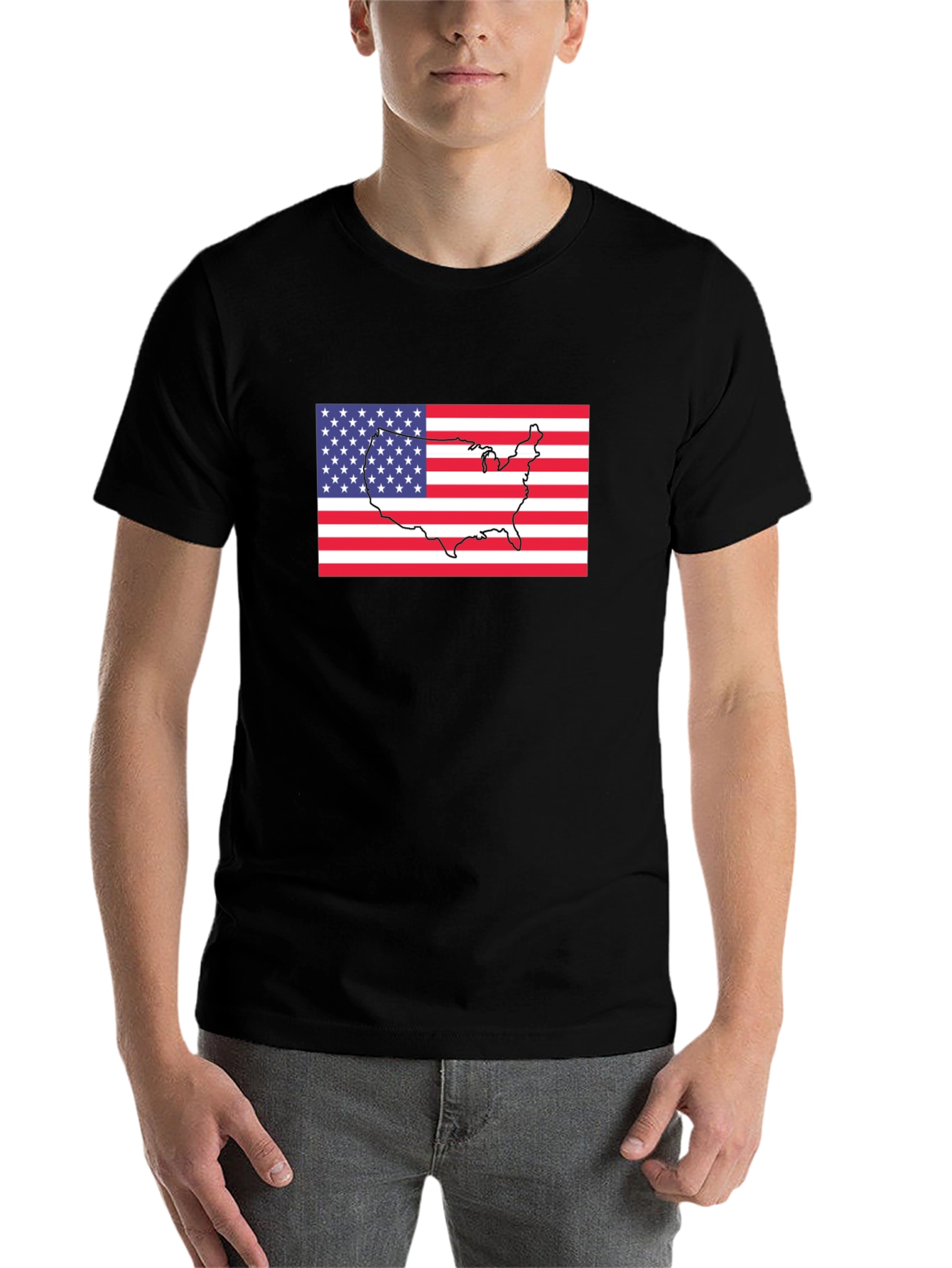 USA Flag Outline T-Shirt - 7