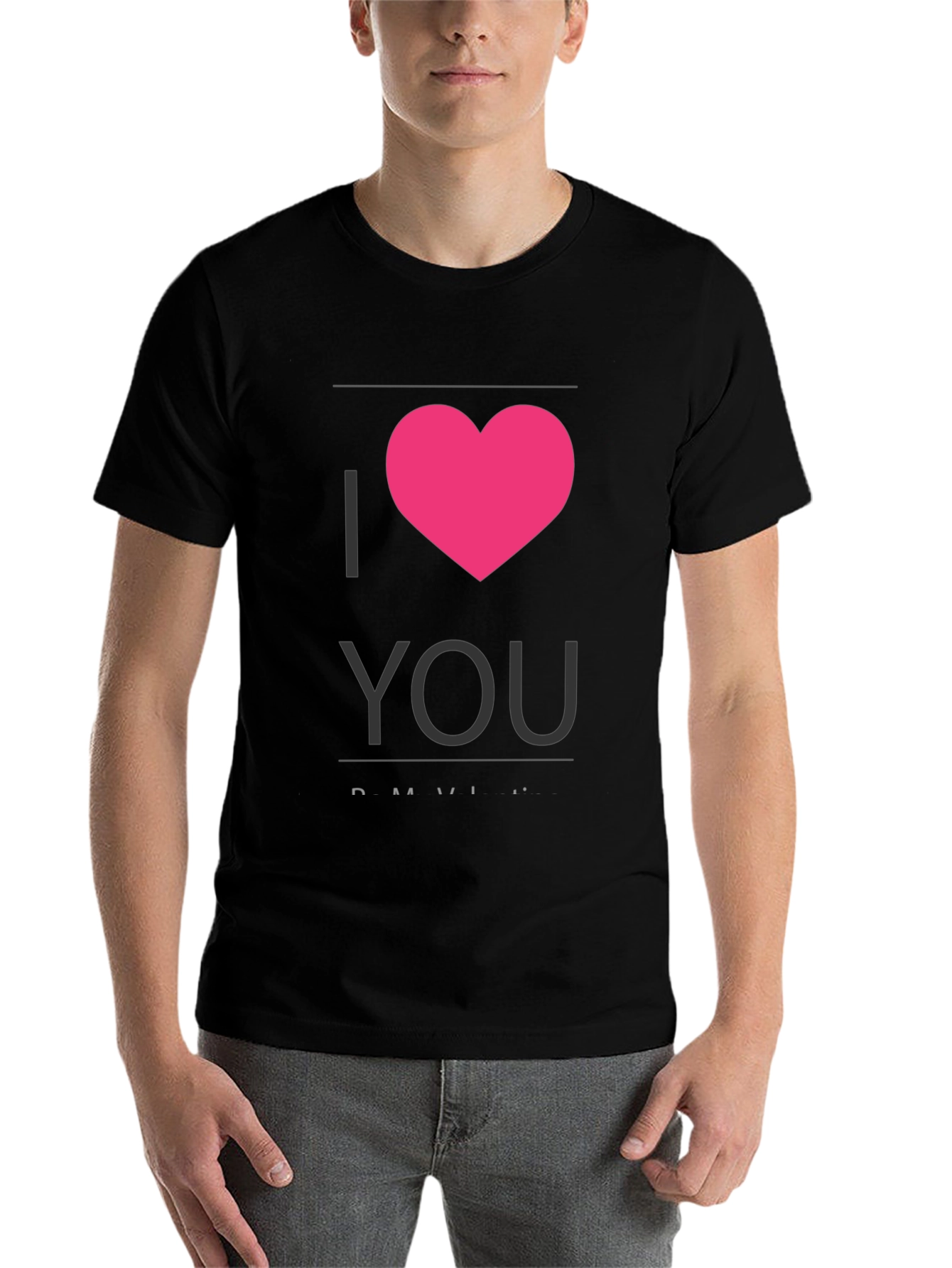 Black I Heart You - Black Crew Neck T-Shirt view 7