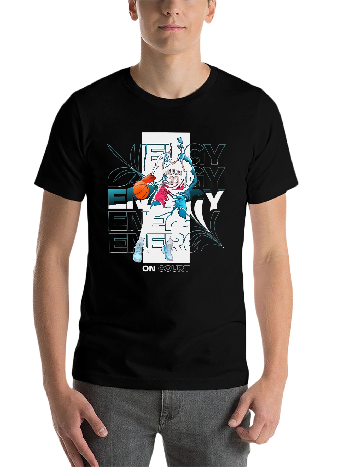 Black Energy On Court Basketball Graphic Tee view 7