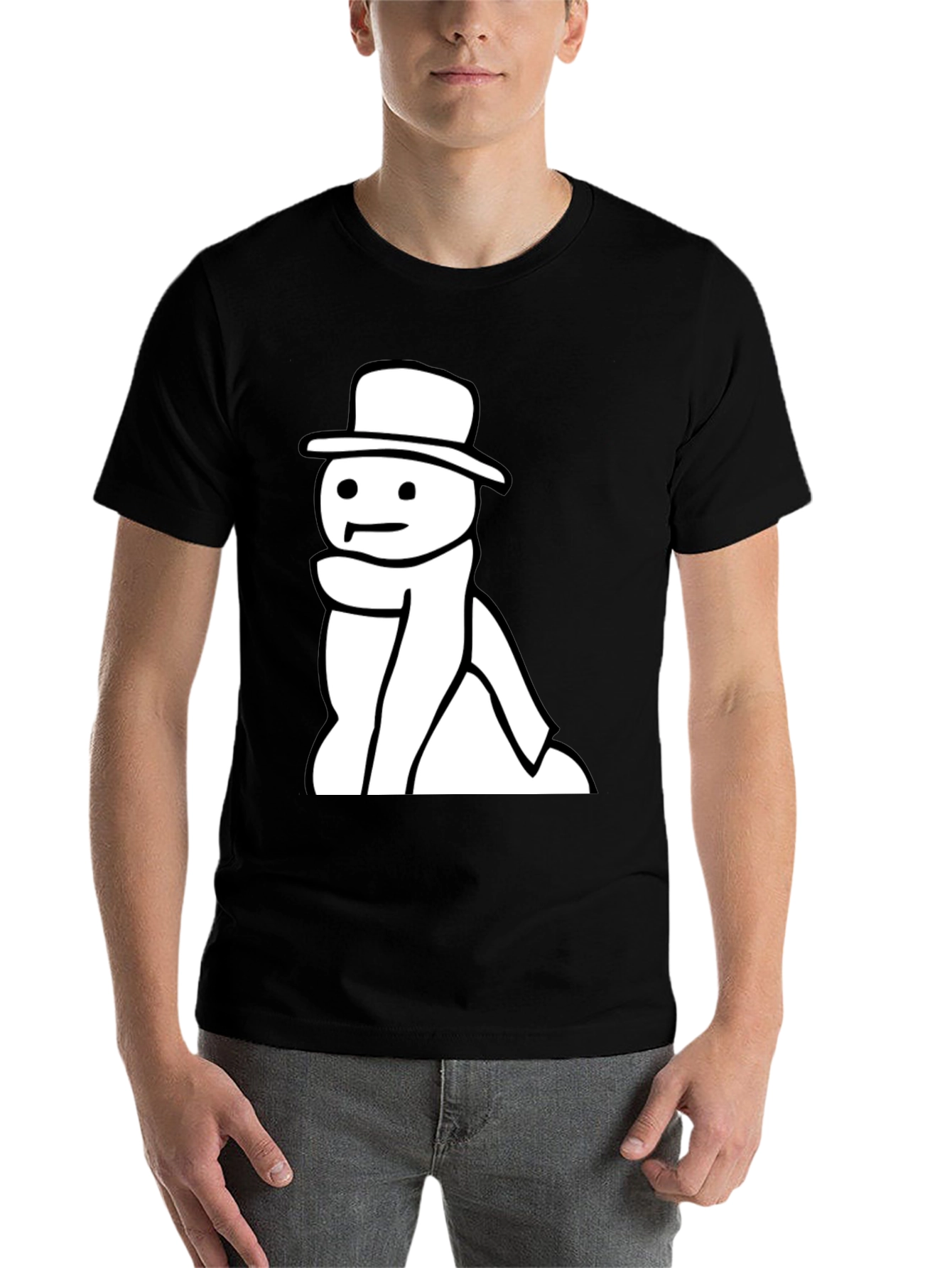 Black Black T-Shirt with Snowman Graphic view 7