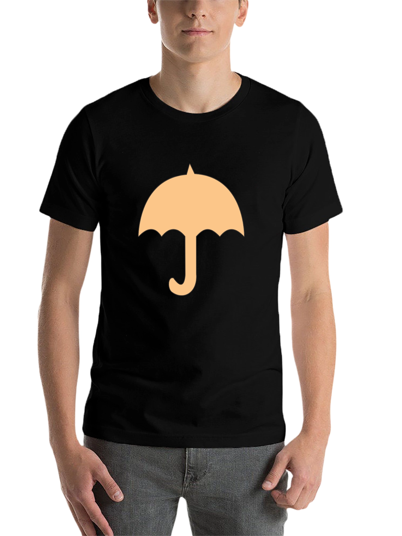 Black Umbrella Graphic Tee - Stylish Black Cotton T-Shirt view 7