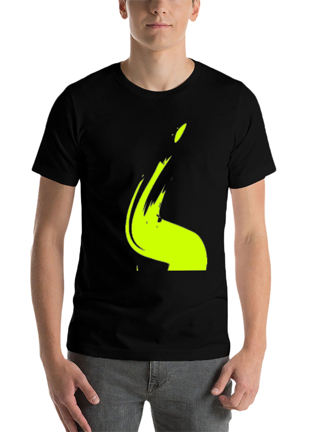 Black Modern Graphic Tee - Abstract Lime Print view 7