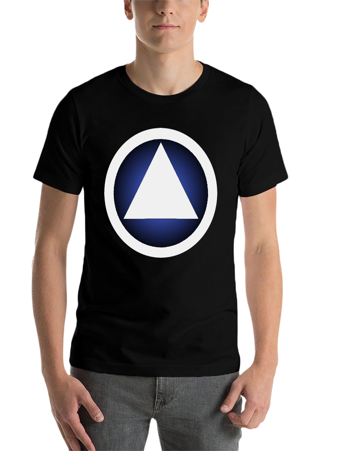 Black Geometric Graphic T-Shirt - White Triangle Design view 7