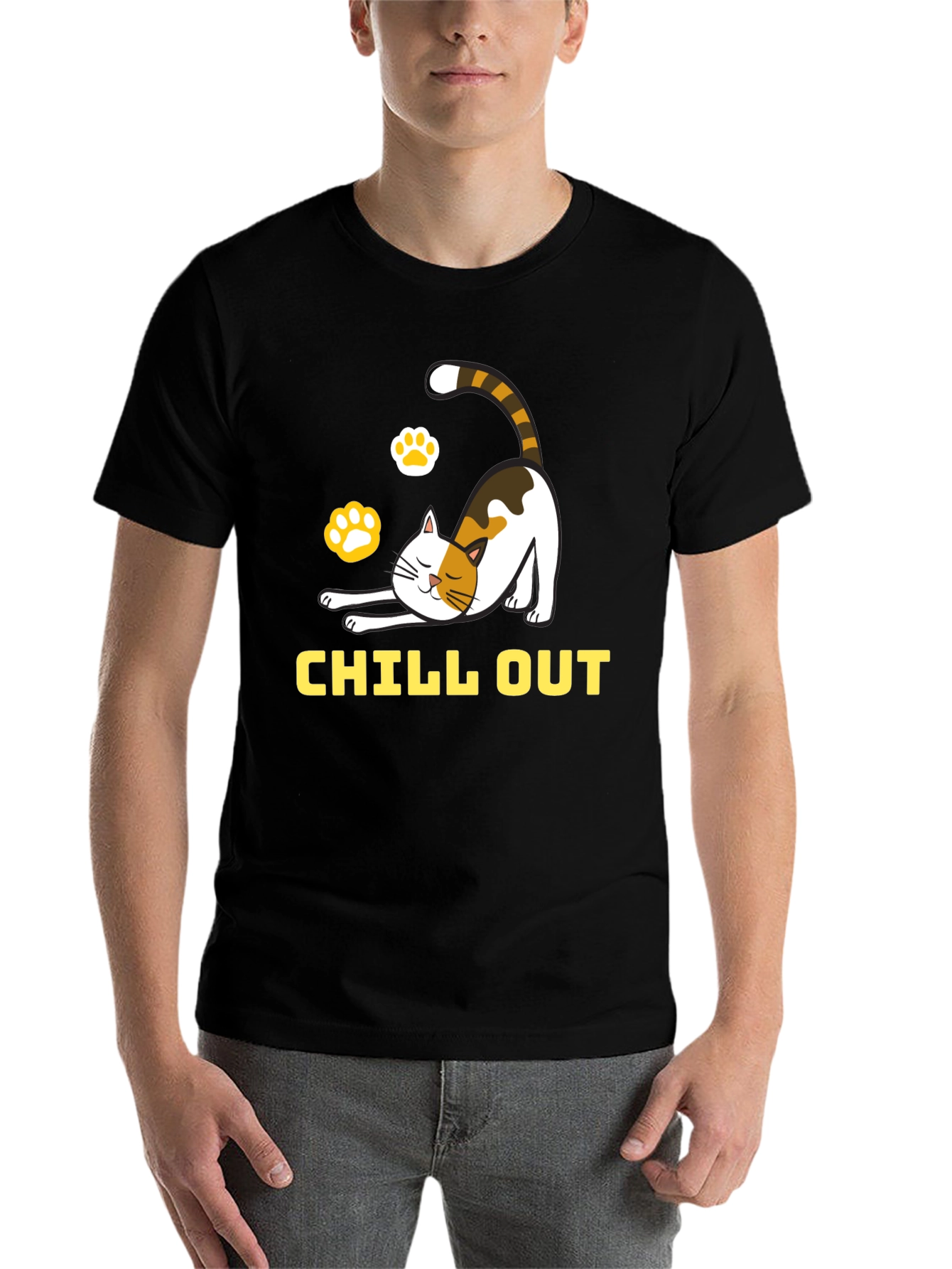 Chill Out Cat Graphic Tee - Relaxed Comfort - 7
