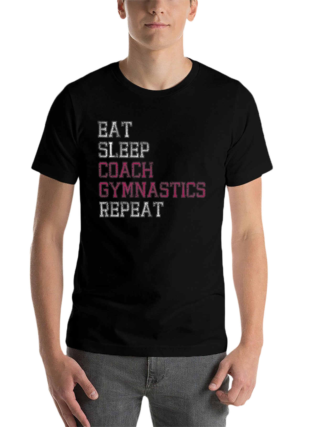 Black Gymnastics Coach Graphic Tee - Eat Sleep Repeat view 7