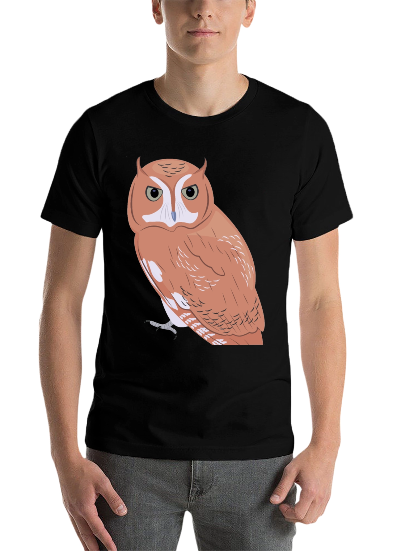 Black Owl Graphic Tee - Men's Black Cotton Blend T-Shirt view 7