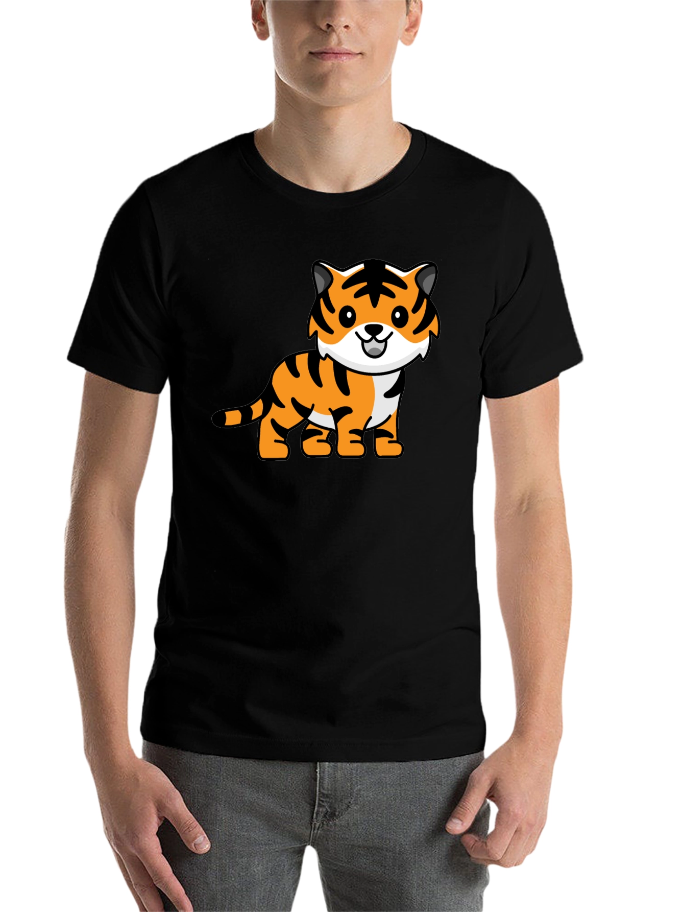 Black Cute Tiger Graphic Tee - Black view 7