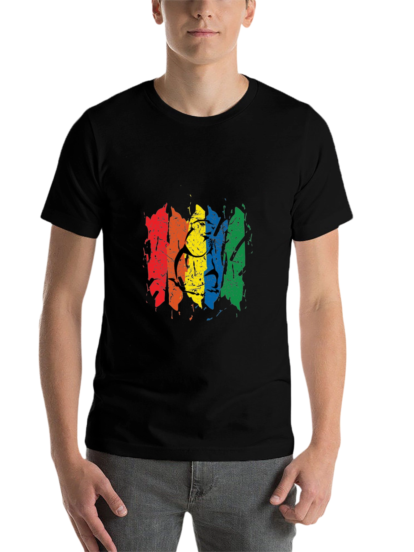 Black Rainbow Pride Graphic Tee - Men's Black T-Shirt view 7