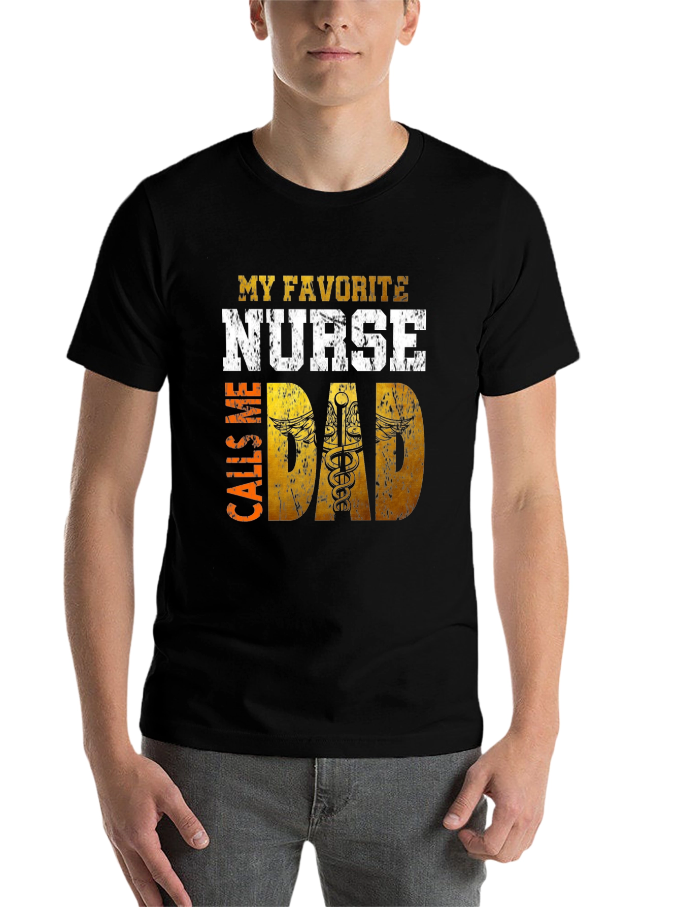 Black My Favorite Nurse Calls Me Dad Graphic T-Shirt view 7