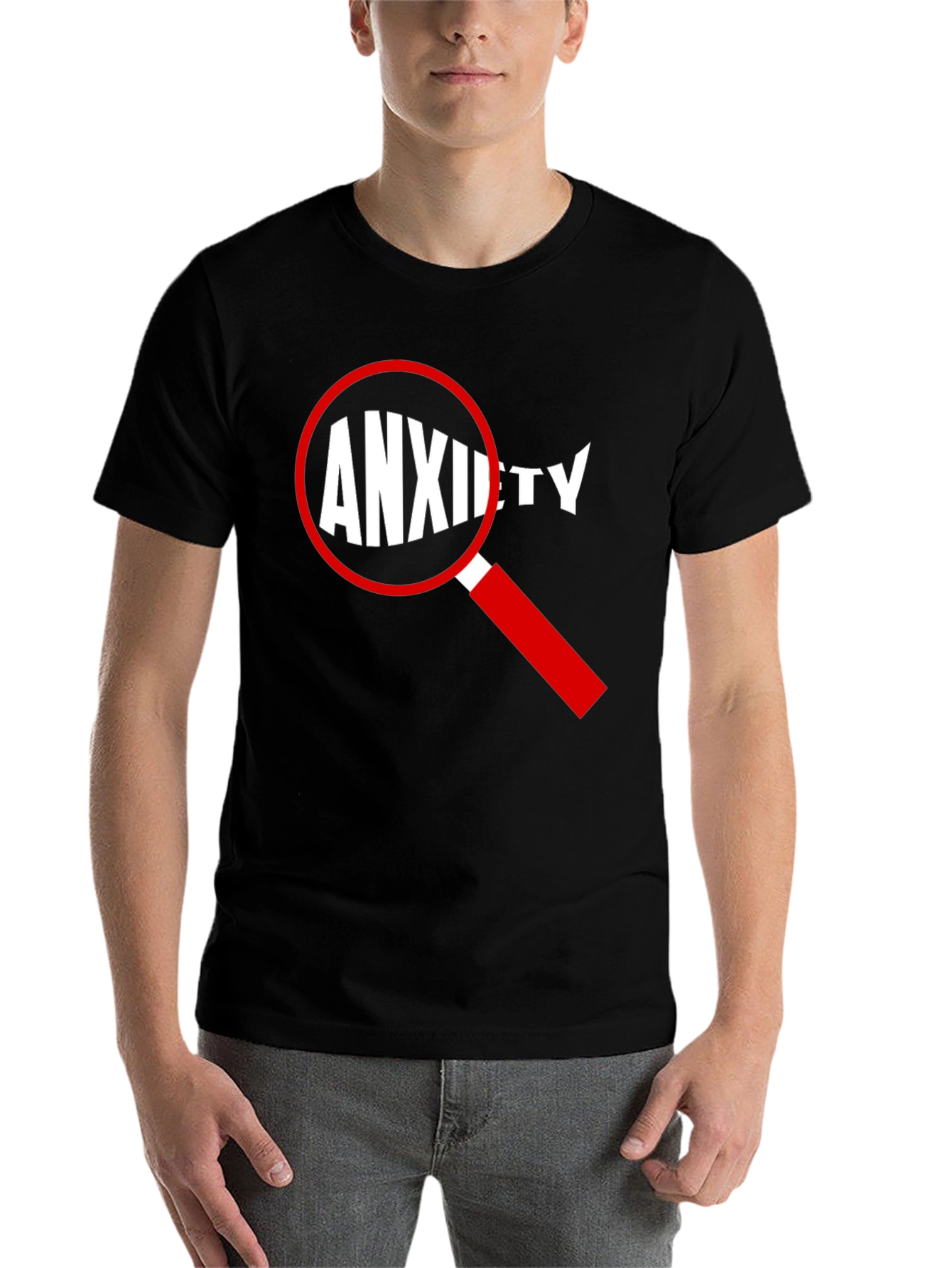 Black Anxiety Magnified T-Shirt - Black Cotton Tee view 7