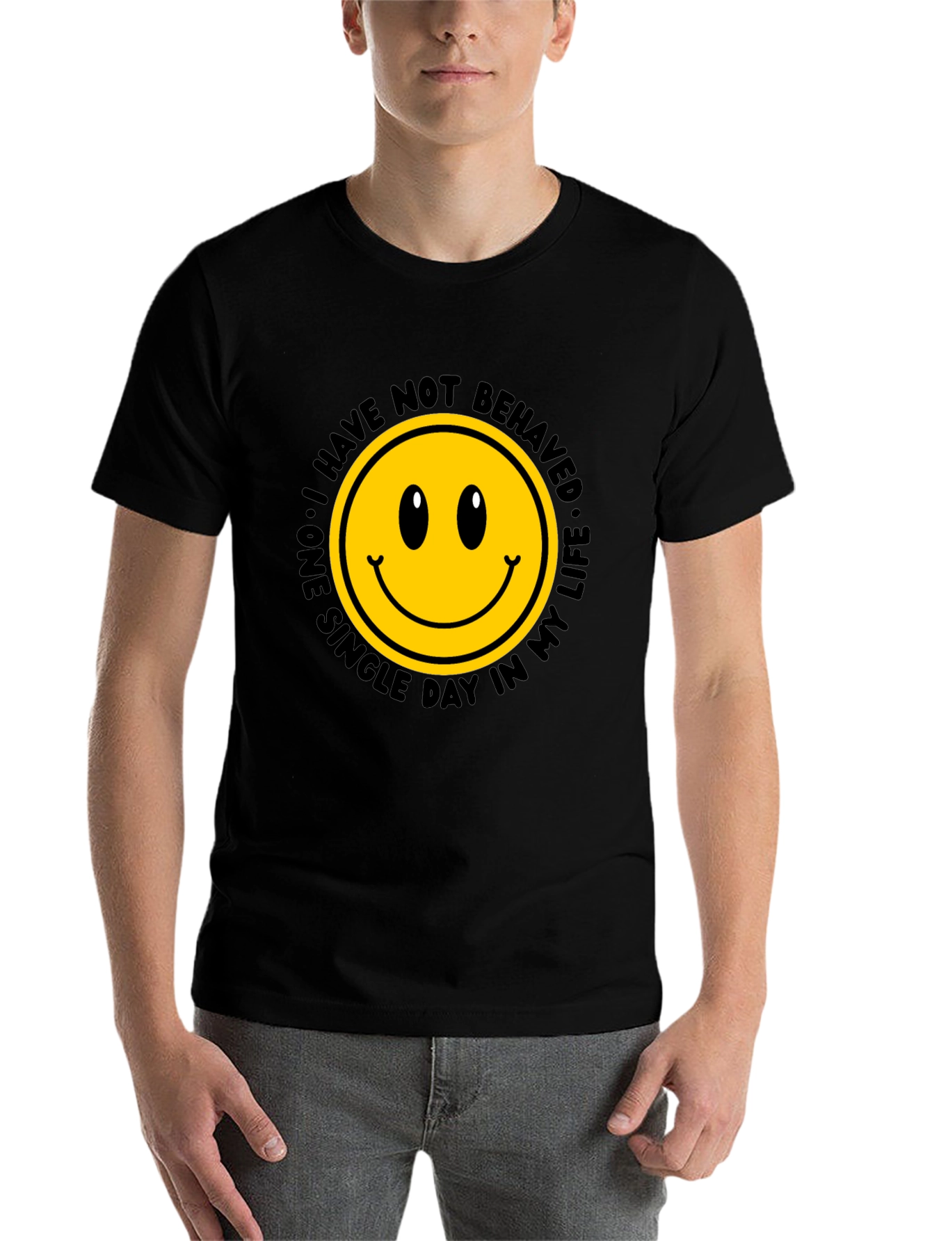 Black Smiley Face Graphic Tee - Mischief Managed! view 7