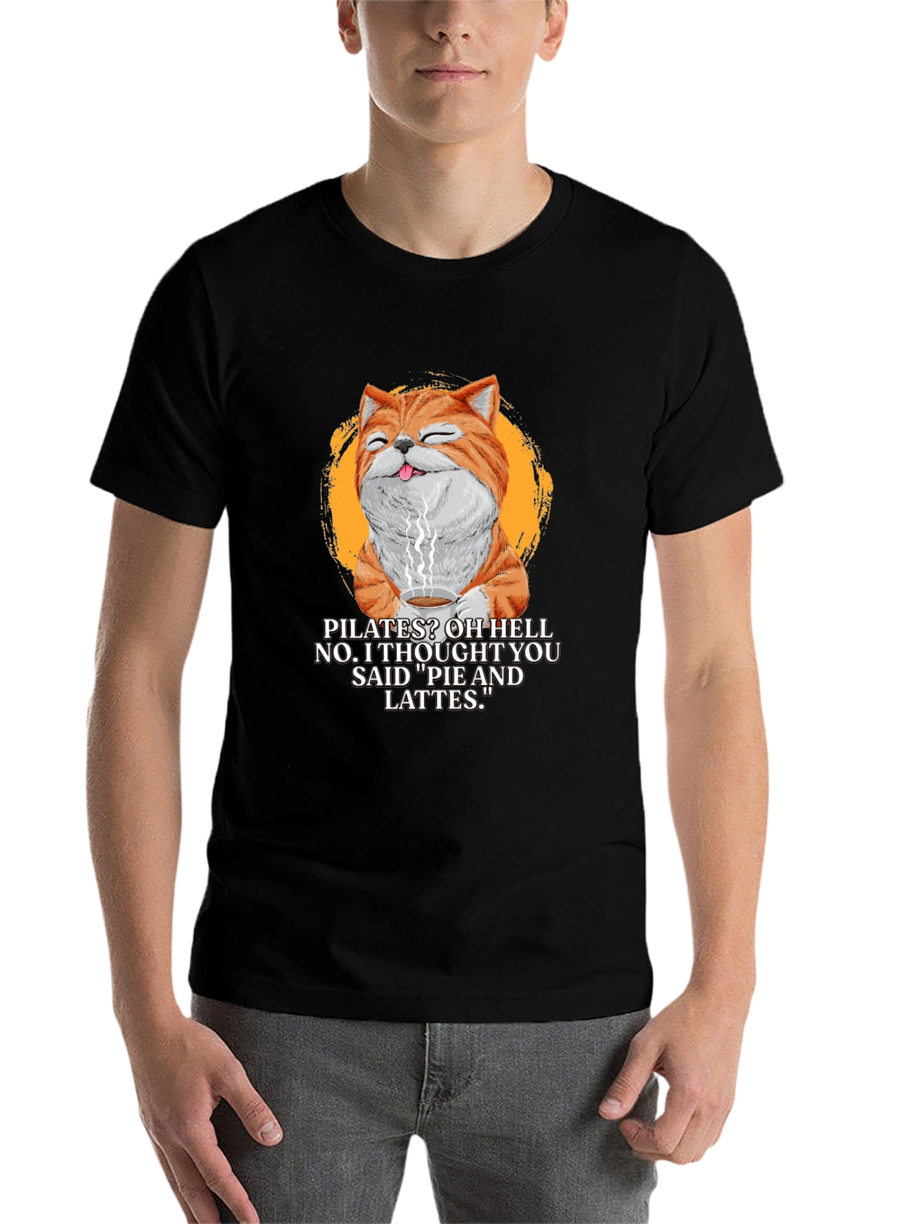 Pilates? Pie & Lattes Cat Graphic T-Shirt - 7