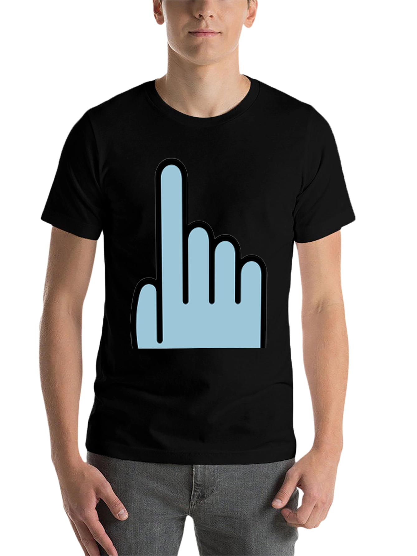 Black Pointing Finger Graphic Tee - Trendy Black T-Shirt view 7
