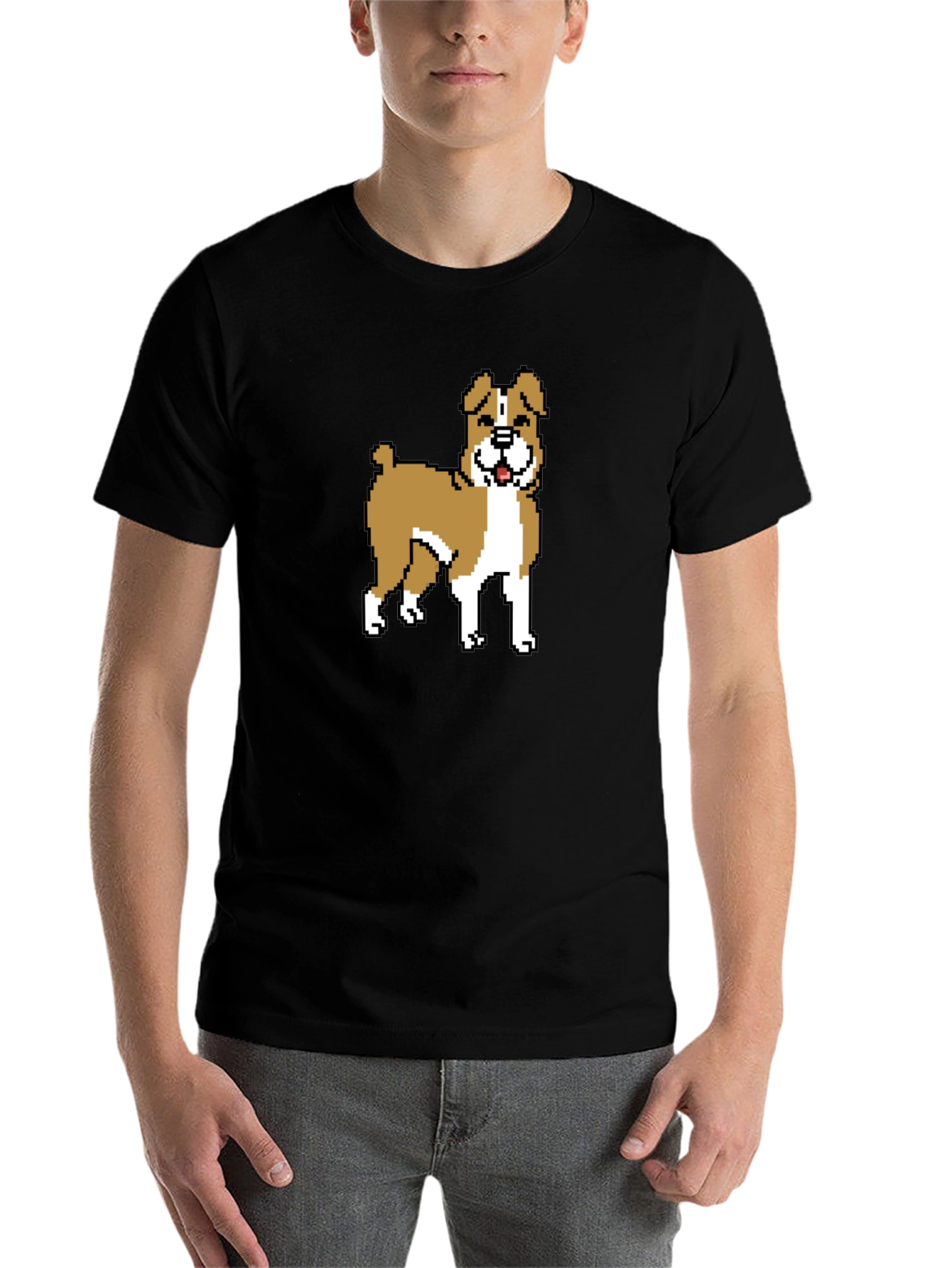 Black Pixel Dog Graphic T-Shirt - Black view 7