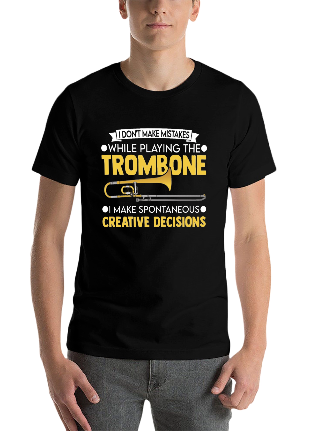 Black Trombone Player Funny Graphic T-Shirt view 7