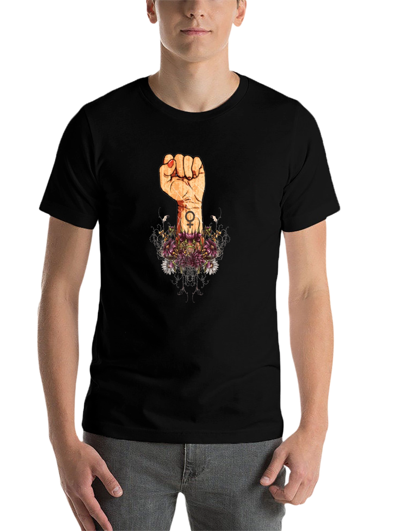Empowered Women's Fist Graphic Tee - Black - 7