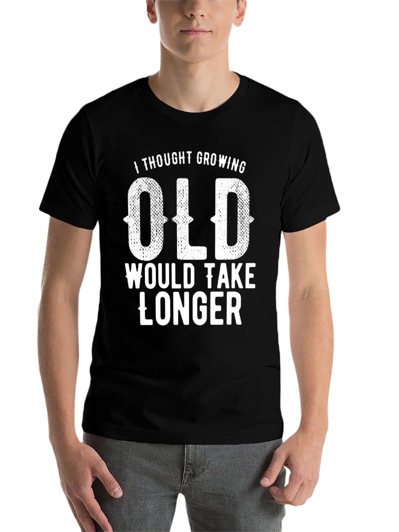 Black Funny 'Growing Old' Graphic T-Shirt view 7