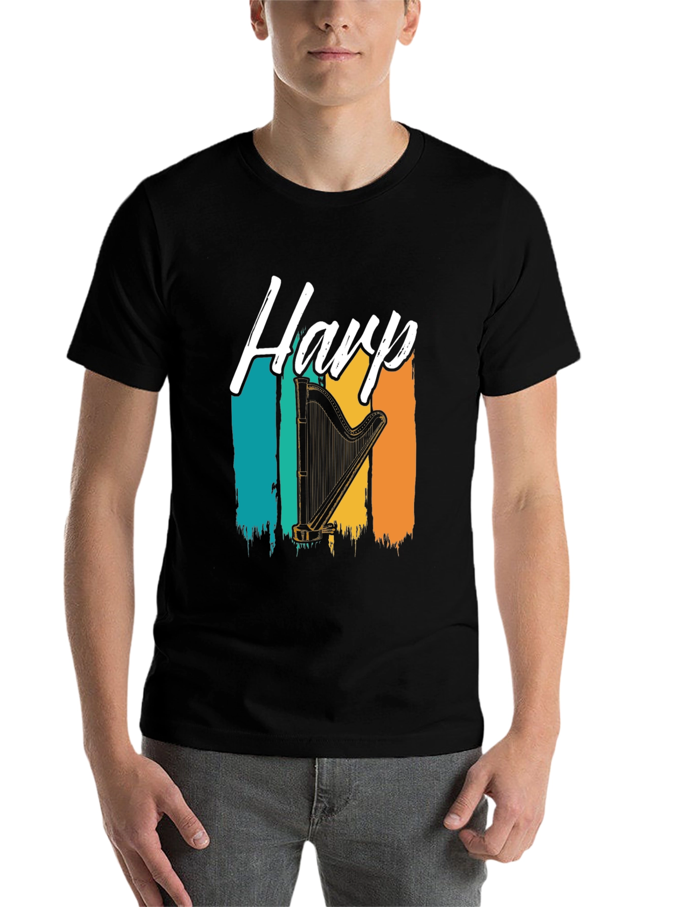 Black Harp Retro Style Graphic T-Shirt view 7